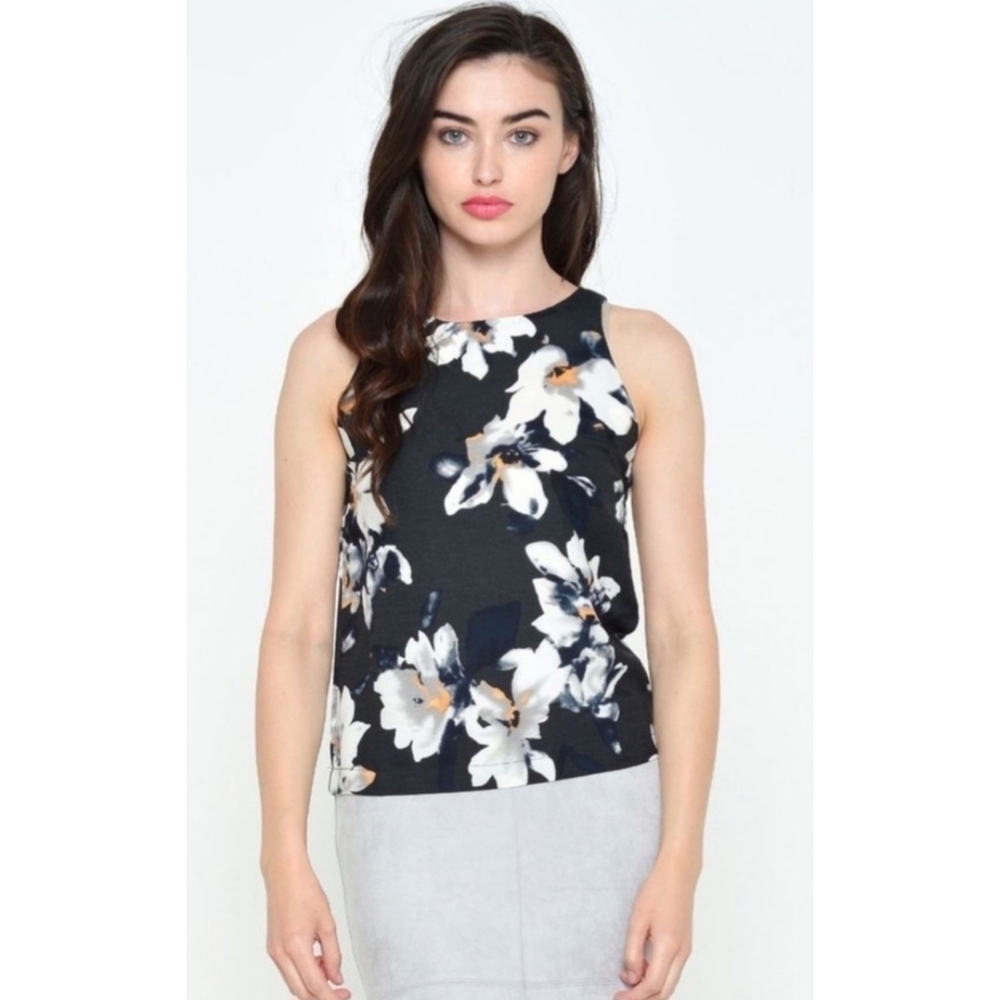 Glamorous Floral Back Zippered Sleeveless Top